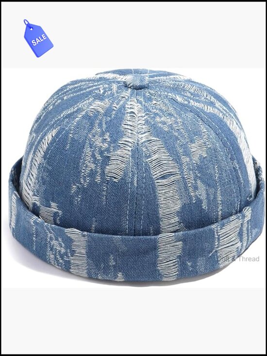 Vintage Rimless Beanie Hat Adjustable Denim Cap